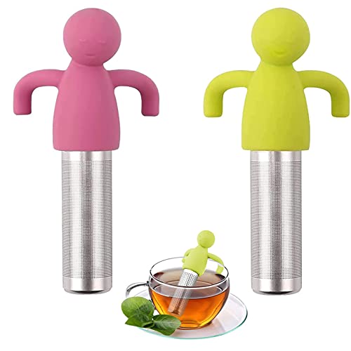 2 Pcs Infuseur De Thé Silicone Acier Inoxydable Thé Passoire Égouttoir Passoire À Thé Paresseux Infuseur À Thé Inoxydable 304 Passoire À Thé Amusant Réutilisable Pour Feuilles Thé En Theiere Tasse Cover