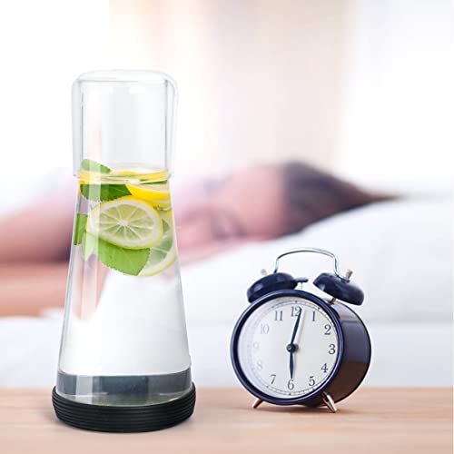 Quyimy Bedside Water Carafe with Glass,Water Carafe Set including Tumbler Glass for Nightstand Bedroom Bath,Night Clear Carafe with Cup & Black Silicone Coaster for Mouthwash,Water,Juice,(30 oz/850ml) - Image 4