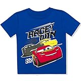 Disney Cars 3 Boys Short Sleeve Tee (4T, Win Blue)