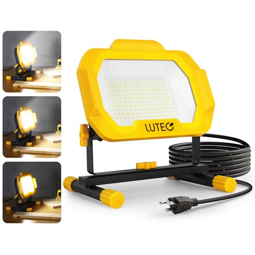LUTEC 12500 Lumen LED Work Light, Dimmable Flood Lights with 3 Brightness Levels, IP65 Waterproof...