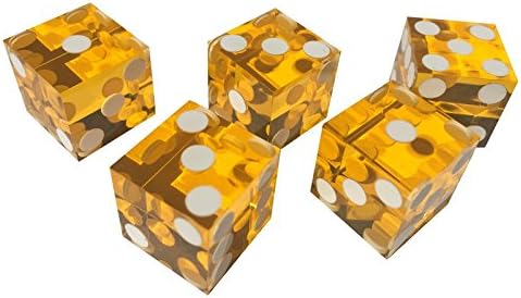 Precision Cut Casino Dice 19mm Yellow (Pack of 5)