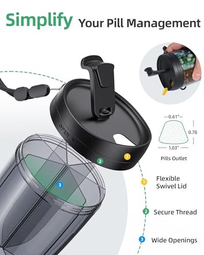 PULIV Large Pill Bottle Organizer, Supplement Organizer for Holding 6 Various Vitamins, Pill Box Case with Anti-Mixing & Wide Opening Design, Easy to Retrieve Meds, Includes 20 Pcs Stick-on Labels - Image 4