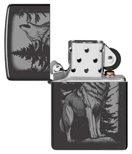 Encendedor Zippo Howling Wolf Negro Brillante miniatura 4