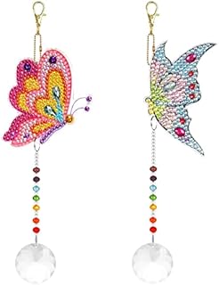 TOKIISHE 2 Pcs Sun catchers for Windows Crystals Pendant, 5D Diamond DIY Butterfly Ornaments Rhinestones Painting With Crystals for Garden Hanging Decoration