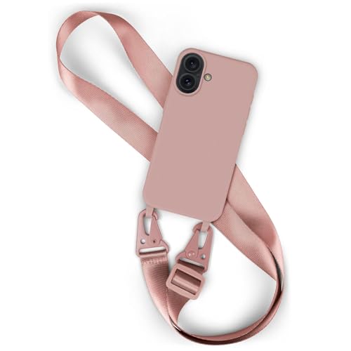 Chaîne de téléphone pour iPhone 16 moex Hover Cover coque nylon vieux rose robuste
