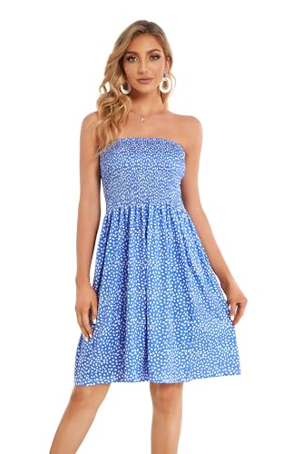 Image of CHICGAL Summer Dresses for Women Beach Cover Ups Strapless Boho Floral Print Sundress 2026
