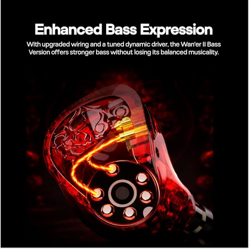 Image of Linsoul TANGZU Wan'er S.G II in Ear Monitor,HiFi Wired Earbuds,10mm Dynamic Driver PET Diaphragm Gaming IEM Earphones with 2Pin Detachable OFC Cable for Audiophile DJ Stage (Red Lion, 3.5mm No Mic)