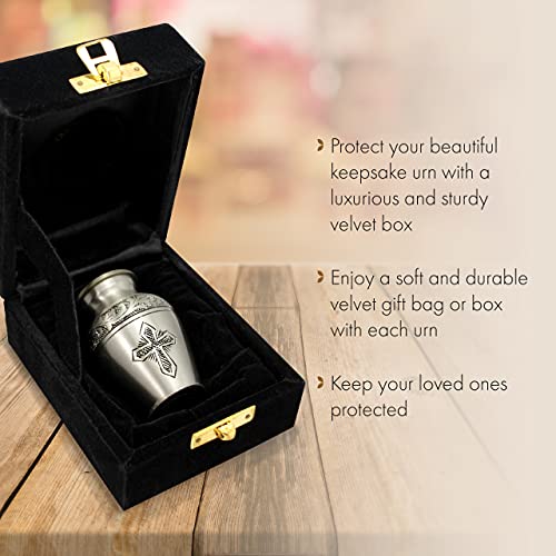 Image of Silver Cross Cremation Urn for Ashes Adult Male - Personalized Urn for Ashes for Women Decorative Urns - Beautifully Handcrafted Cross Urn