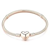 JEWBERY Charm Snake Pattern Bracelet S925 Sterling Silver 18k Gold Plated, Rose Gold Snake Pattern Pandora Bracelet, Gift for Women