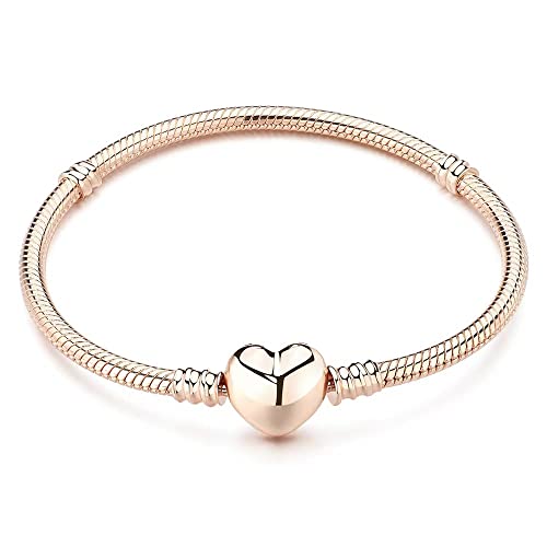 Image of Charm Snake Pattern Bracelet S925 Sterling Silver 18k Gold Plated, Rose Gold Snake Pattern Pandora Bracelet, Gift for Women