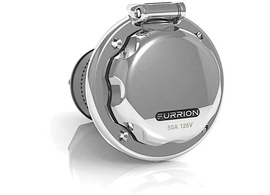 Furrion 432823 30A Round LED Inlet - Stainless Steel