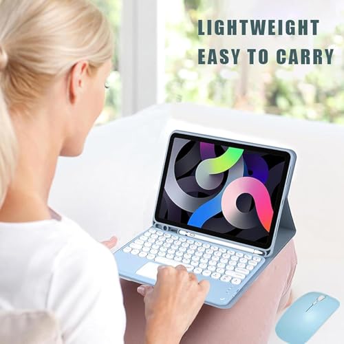 ZKAIAI Funda con Teclado para iPad 10ª Generación 10,9 Pulgadas 2022 con Ratón Bluetooth, Soporte Magnético, Trackpad Multitáctil, Ultra Delgada Funda con Portalápices y Teclado Español Ñ, Amarillo