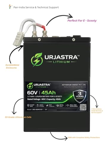 Image of 60V 45Ah LiFePO4 Lithium Battery for Electric Scooter & EV | 2.7kWh High Capacity EV Battery Pack | Smart BMS Protection | 3000+ Cycles | Fast Charging | Metal Body | 3 Years Warranty