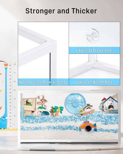 BUCATSTATE Hamsterkäfig 3,0: Metall Rattenkäfig Kleintierkäfig Groß Stapelbar mit Einfacher Montage 120L x 60W x 62H cm für Nager, Mäuse, Zwerghamster (0,72m², Weiß)