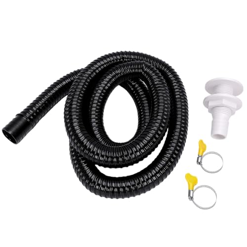 Yanmis Zestaw Węży Pompy Zęzowej 1-1/8 Cala Zestaw Hydrauliczny Pompy Zęzowej do łodzi Morskich 6-stopowy, Wytrzymały wąż Tłoczny z PVC z 2 Zaciskami ze Stali Nierdzewnej i Złączem Przez Kadłub Łatwa