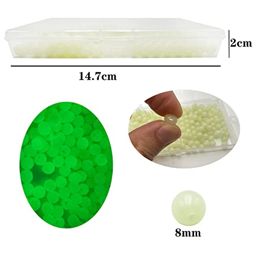 Jttsptd 200Pcs 8Mm Glow Fishing Beads Soft Plastic Round Beads Rubber Soft Beads Fishing Lures Accessories Box Green Fishing Bait Eggs (8Mm-Hard-White) #TOP5