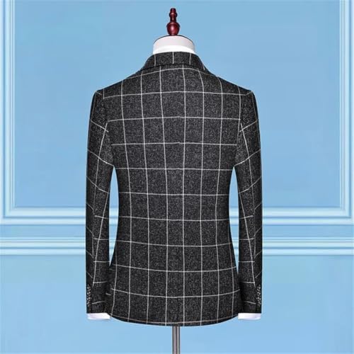 Mens 3 Piece Business Suit Business Casual Plaid Wrinkle Free Stain Resistant Wedding Suit3
