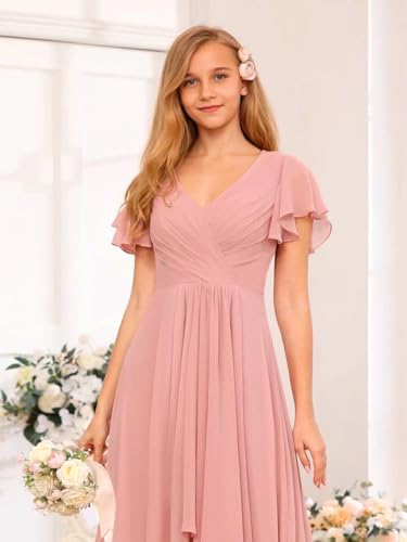 Chiffon Flower Girl Dresses for Wedding Junior Bridesmaid Dress with Ruffles for Teen Girls3