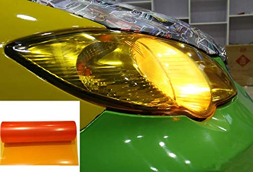 VOYAGO Scheinwerfer-Folie Gelb 30 * 120cm, Wasserdicht Auto Scheinwerfer Folie Tönungsfolie Nebelscheinwerfer (Orange)
