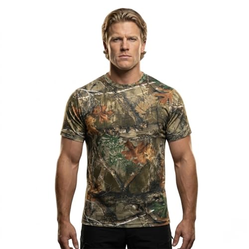 Bell Rangers Authentic Realtree Edge Camouflage Short Sleeve Tee - Scent Control Technology | UPF 30 Protection | Unisex Adult | Crewneck Cotton Blend Shirt