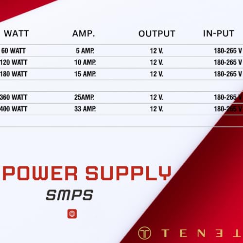 Image of TENET SMPS 12V 300W 25A Power Supply - IP-54 Ideal for LED Signage, Strip Lights, Decorative Lighting, CCTV Surveillance, Industrial Automation, and More