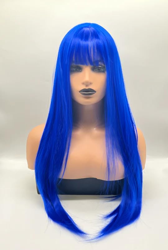 Miniatura 4 de DORY - Peluca de 29 pulgadas de largo, lacio, color azul, para usar y llevar, sin pegamento, para fiesta, Halloween, cosplay, pelucas para mujeres,