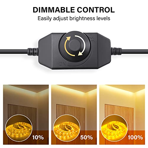 Klczone 16.4Ft Led Strip Light For Bedroom, 2200K Bright Rope Light, Dimmable 24V Led Tape Light, 300 Leds 5050 Flexible Light Strip With Power Supply For Mirror, Kitchen Cabinet, Home Decoration #TOP1