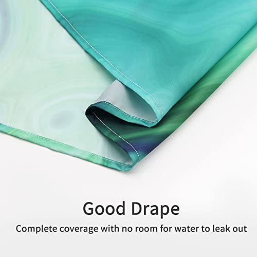 Mitovilla Green Marble Shower Curtain Set, Teal Ombre Fabric Shower Curtain For Bathroom Decor, Modern Abstract Standard Shower Curtain, Luxury Washable Wave Shower Curtain, Turquoise, 72 X 72 #TOP23