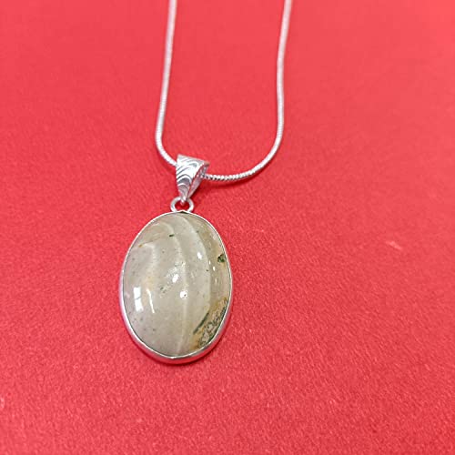 925 Sterling Silver Natural Oval Jasper Gemstone Pendant With 20Inch Chain3