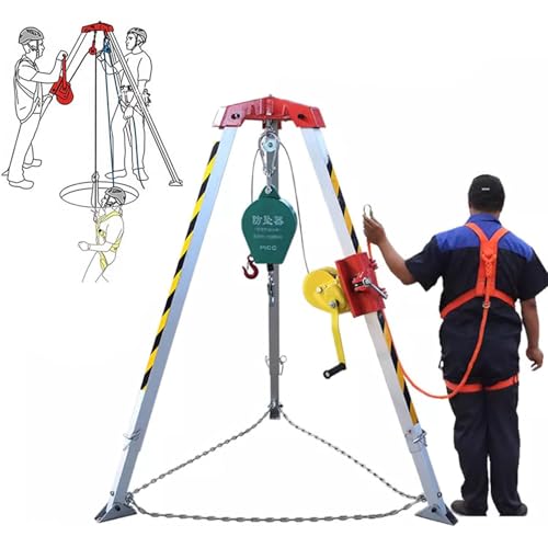 WXPGFEQ Heavy-Duty Rescue Tripod Adjustable Fire Safety Equipment Lifesaving Hoisting Tripod for Confined Spaces Emergency Rescue Kit for Firefighters and Industrial Use