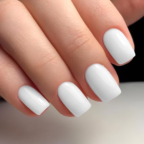 LoveOurHome 240pc Square Press on Nails Short Fake Nails White Glue on Nail Short Acrylic Nails Press ons Nail Tips Full Cover False Nail Square Artificial Fingernail & Adhesive Tabs for Women Girls - Thumbnail 7