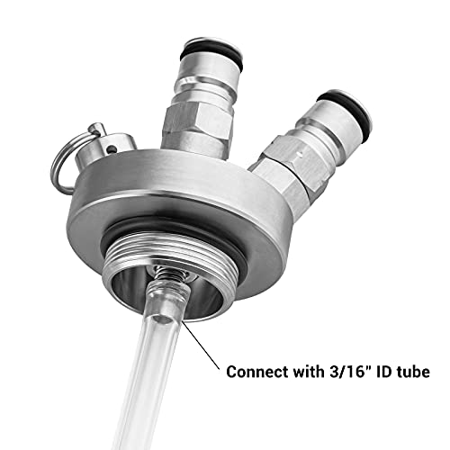 Tmcraft Mini Keg Dispenser, Stainless Steel Double Ball Lock Mini Keg Spear, Quick Fitting Beer Connector With 50'' Beer Hose For Mini Keg Growler #TOP5