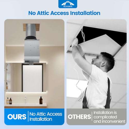 Tech Drive Bathroom Exhaust Fan 90 CFM, 1.2 Sone, 4-Inch Duct,No Attic Access Needed,Very Quiet Ventilation Fan, Easy to Install Ceiling Mounted, White, ETL Certified by Tech Drive - Image 3
