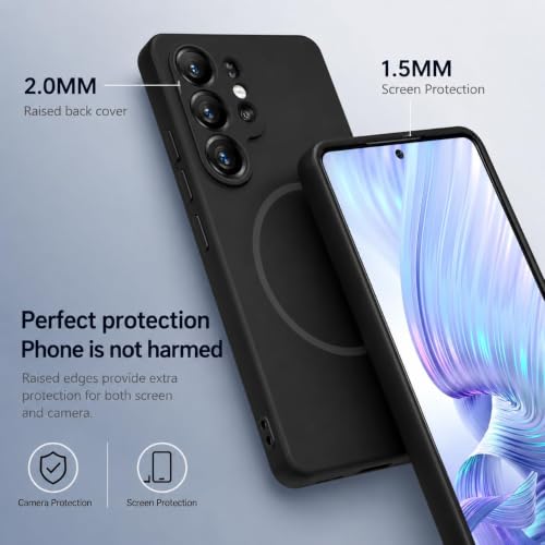 Image of DIZORO Microfiber Candy Case Compatible for Samsung S24 Ultra 5g Magnetic Silicone Case, Compatible with MagSafe Shockproof, Anti-Scratch Soft Non-Slip Full Body Protective Back Cover (New Black)