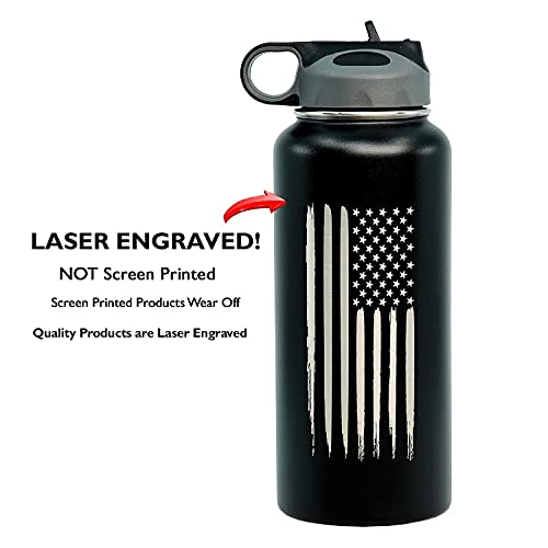 Military Gift Shop Botella de Agua Térmica de Acero Inoxidable 32oz con Bandera Americana Grabada miniatura 6