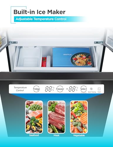 BLACK+DECKER 16 Cu. Ft. French Door Refrigerator with Built-in Ice Maker, Full Size Refrigerator with Bottom Mount Freezer Drawer, Frost Free, ENERGY STAR certified, BRF1600GIMB, Black on Fridge.com