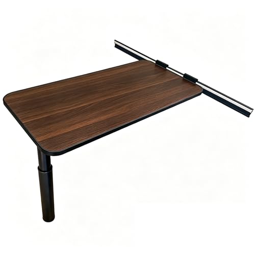 Image of NORLYT Motorhome 800x400mm Folding Table Top with Adjustable Legs & Aluminium Rail, Campervan Stow-a-wav Table, Caravan Folding Camping Table,RV Drop-Down Dining Table (Dark Walnut (450mm -710mm))