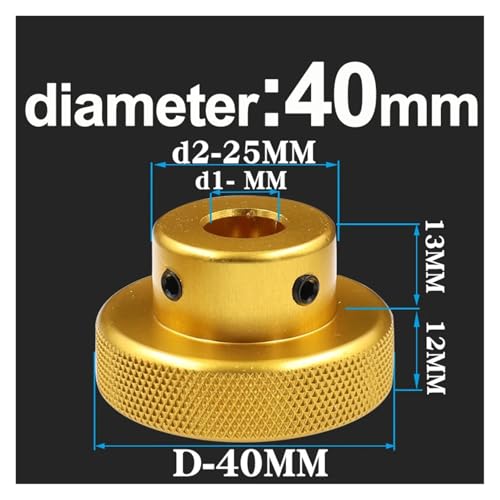 Rueda de mano moleteada de 40mm dorada para posicionamiento preciso de motor paso a paso 3