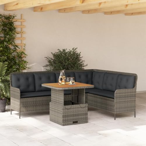 Vetnasa Set de sofás de jardín con Cojines 2 pzas ratán sintético Gris Mobiliario, Muebles de jardín, Conjuntos de jardín Gris 44 KG
