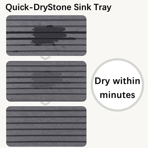 Image of NiuYichee 2 PCS Water Absorbent diatomite Coasters, 7.1 inch x 3.5 inch Water Absorbing Stone Tray for Sink, Stone Drying mat for Kitchen Counter, Stone soap Tray Used for Hand Soaps & toiletries & Plants