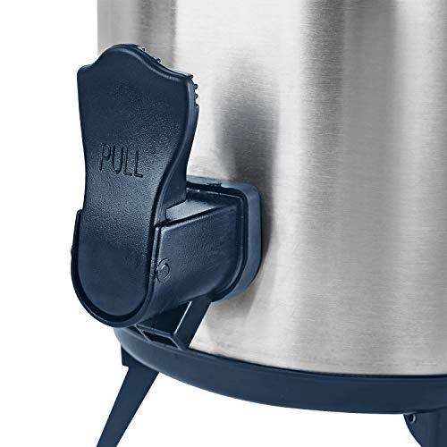 Image of CELLO Jaguar Vacuum Insulated Thermos Water Jug for Kitchen 10 Litre Blue | Easy to Fill & Clean Wide Mouth, Press and Pour Tap Double Wall Hot and Cold Stainless Steel Water Jug for Picnic and Office