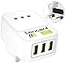 LENCENT Adattatore da Viaggio UK Regno Unito Inglese, Adattatore dall'Italia al Regno Unito con 3 Porte USB per Viaggiare in Inghilterra, Irlanda, Galles, Singapore, Malesia, Hong Kong (Tipo G)