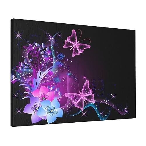 Toile murale moderne papillon rose violet pour salon et chambre