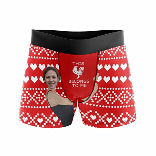 Custom Faces Print Boxer Briefs for Men Hug My Treasure Black Photo Underwear Gifts