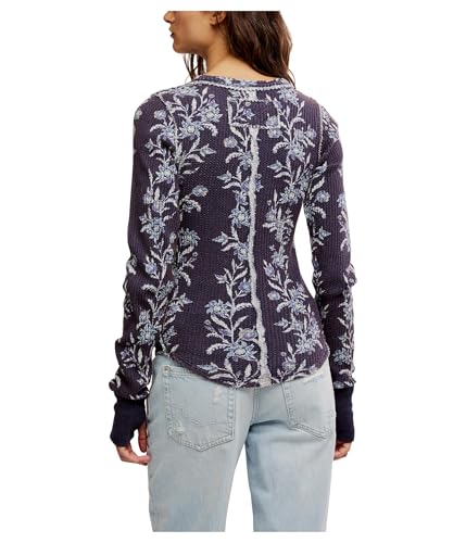 Free People Women's Pretty Little Thermal, Blue Combo/Folk Vine2