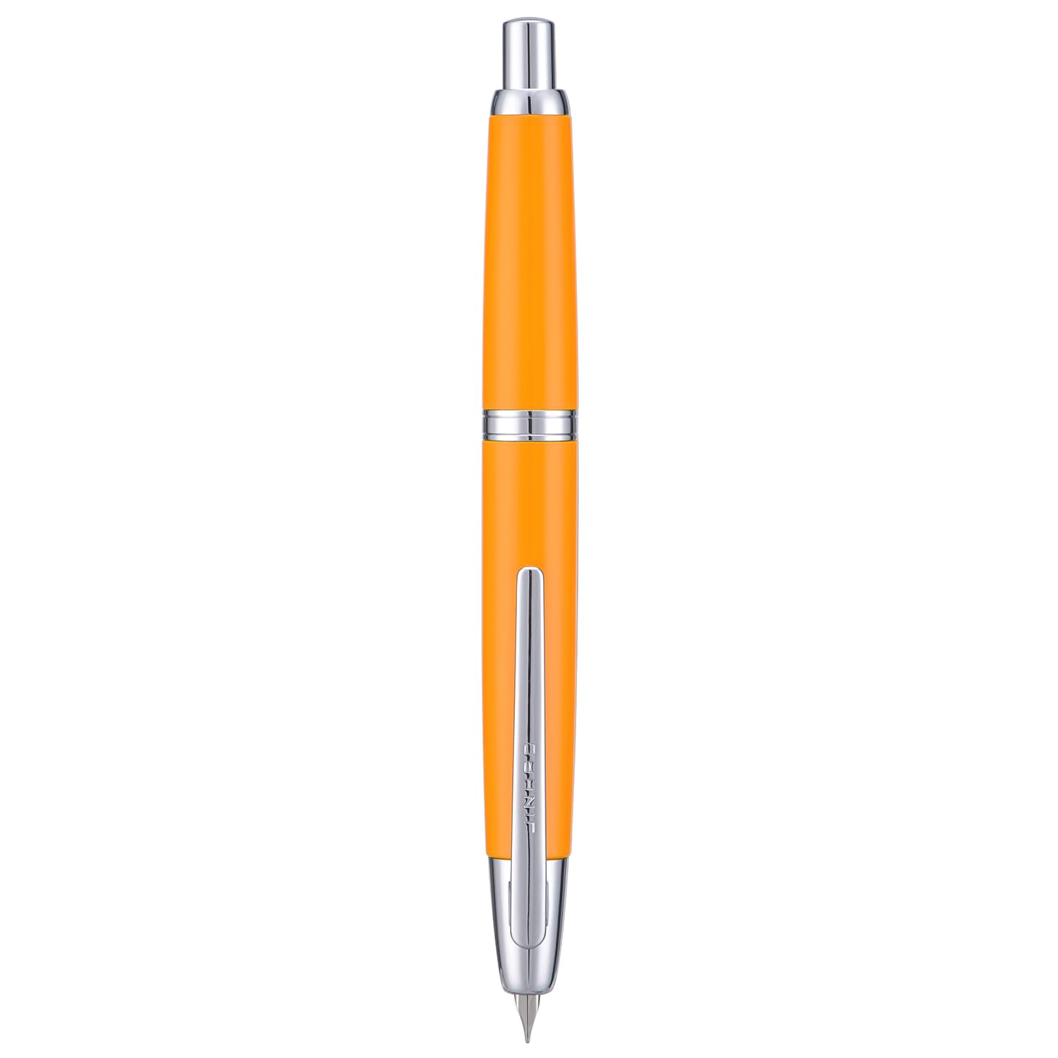 Jinhao 10 Press Fountain Pen with Box, Orange Retractable Extra Fine Nib with Ink Converter Set (Silver Clip)