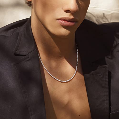 OCHCOH 925 Sterling Silver Clasp 2/2.5/3/4/5mm Rope Chain Necklace for Men Women Diamond Cut Silver Chain Necklace for Men 16-30 Inch2