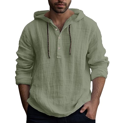 Chemise manche longue décontractée en coton et lin légère pour homme actif en mi-saison