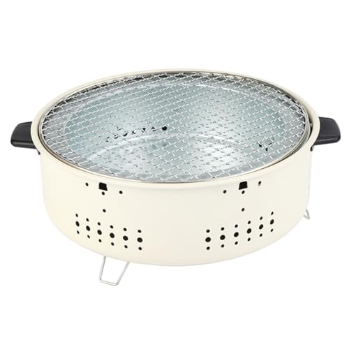 Gril à charbon portable divisé et sa grille ronde antiadhésive en inox