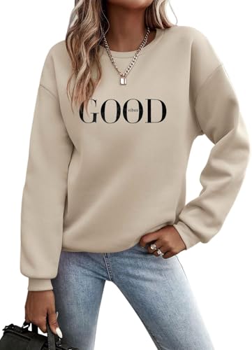 TrendiMax Pull Femme Automne Transition Sweatshirt Lettres Imprimées Col Rond Manches Longues Pull Ample Décontracté Hauts Streetwear Sweatshirts Sans...